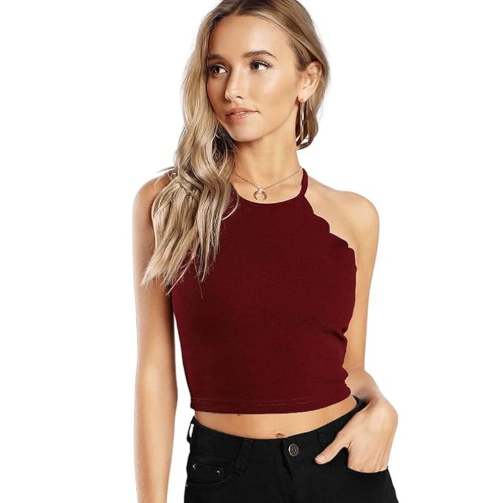 SHEIN Scallop Trim Halter Top